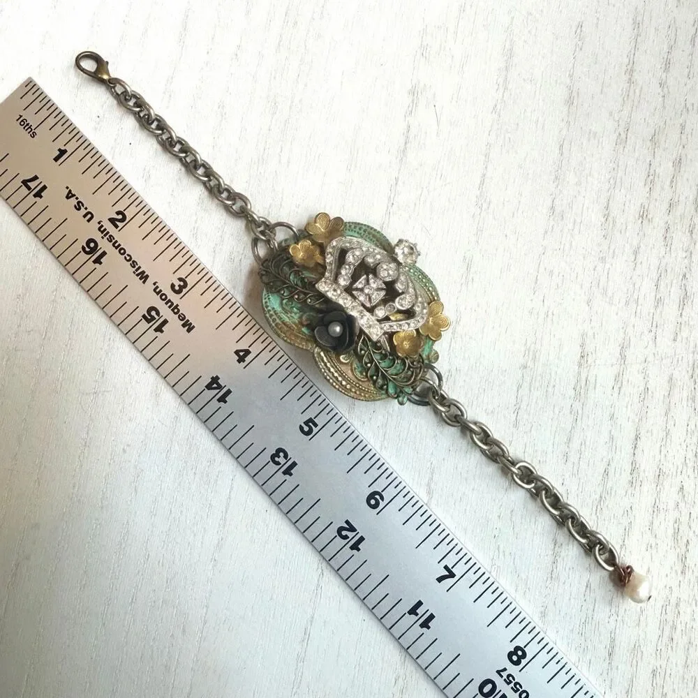 Artisan Mixed Metal Crown Statement Bracelet